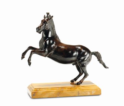 Cavallo Rampante in Bronzo, Bronzista Italiano del XVIII-XIX Secolo