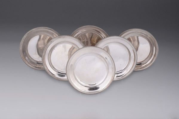6 silver plates, Turin, 18th century
