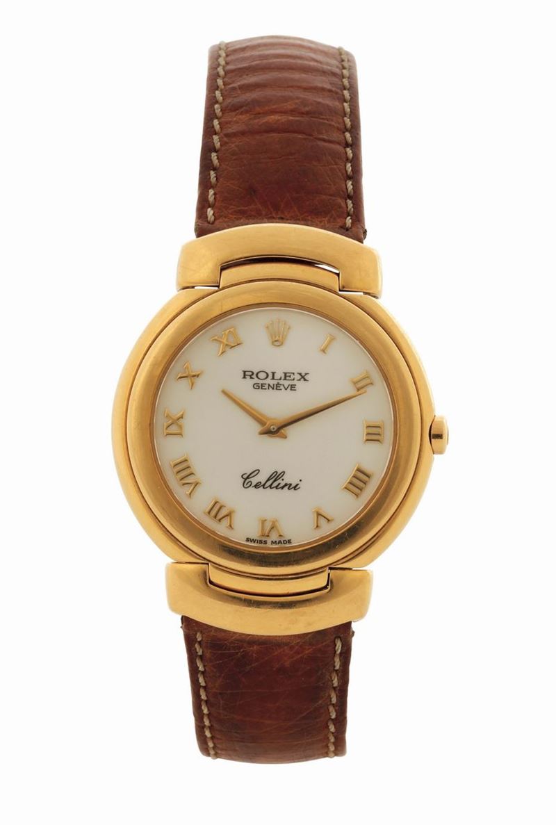 ROLEX, CELLINI, YELLOW GOLD QUARTZ . Made in the early 1990s. Fine, 18K yellow gold quartz wristwatch with a gold Rolex  concealed deployant clasp.  - Auction Watches and Pocket Watches - Cambi Casa d'Aste