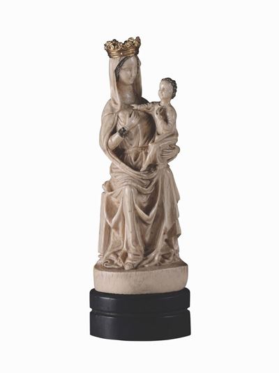 Madonna con Bambino in Avorio, Scultore Neo-gotico del XIX Secolo