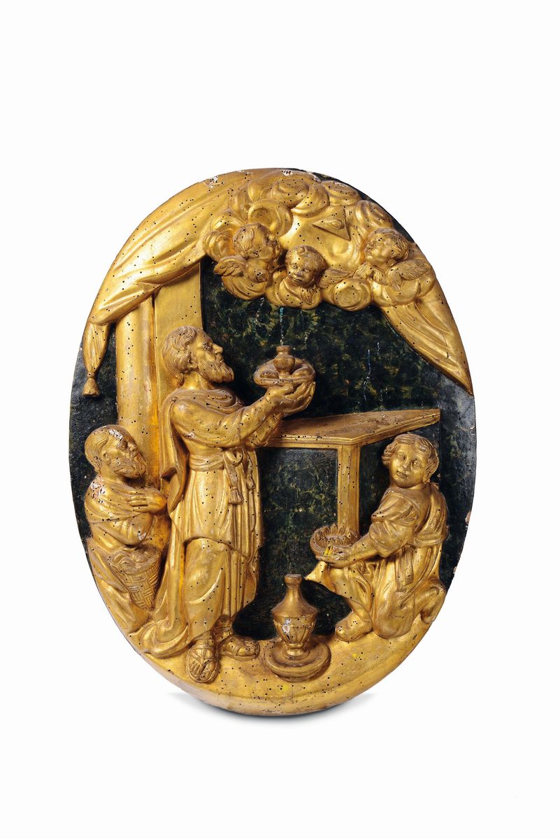 Tre Bassorilievi in Legno Scolpito e Dorato, XVIII-XIX Secolo