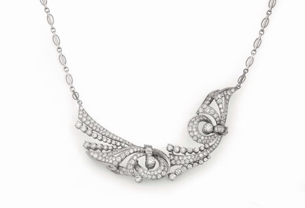 Diamonds necklace set in white gold for a total weight of approx. ct 18.00