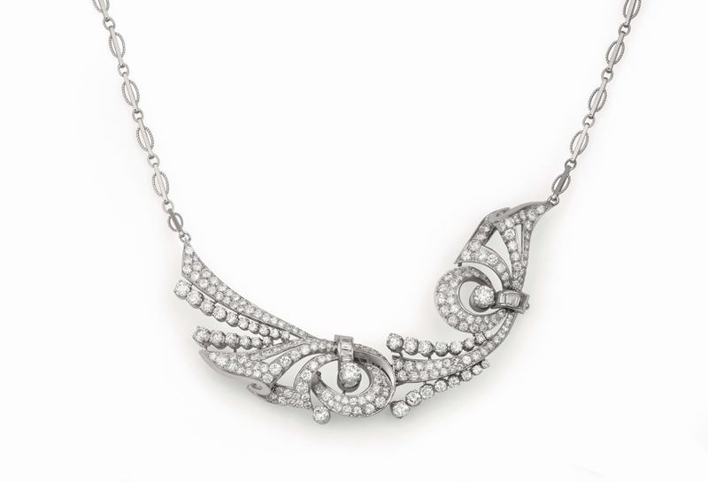 Diamonds necklace set in white gold for a total weight of approx. ct 18.00  - Auction Fine Jewels - Cambi Casa d'Aste