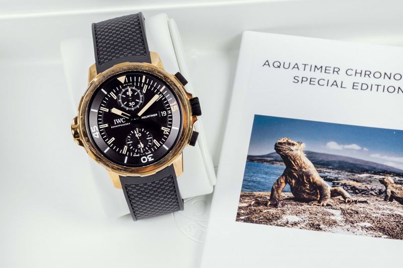 IWC,  Expedition Charles Darwin, AQUATIMER, Ref. IW379503, self-winding, water resistant, bronze chronograph wristwatch with date and an original buckle. Accompanied by the original box, Guarantee and hang tag.  - Auction Watches and Pocket Watches - Cambi Casa d'Aste