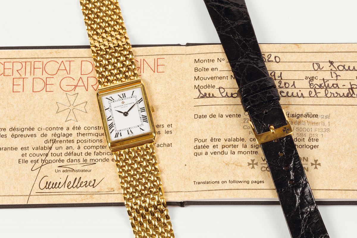 Vacheron Constantin, Geneve, Ref.33201, Extra Piatto, Orologio da Polso, in Oro Giallo 18k con Br...