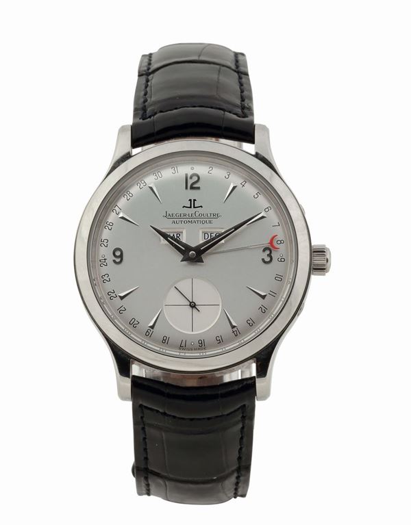 Jaeger LeCoultre, Master Date Automatique”, No. 6165, Ref. 140.840.87, self-winding, water resistant, stainless steel wristwatch with triple date calendar and a stainless steel Jaeger LeCoultre deployant clasp. Made in the 2000's