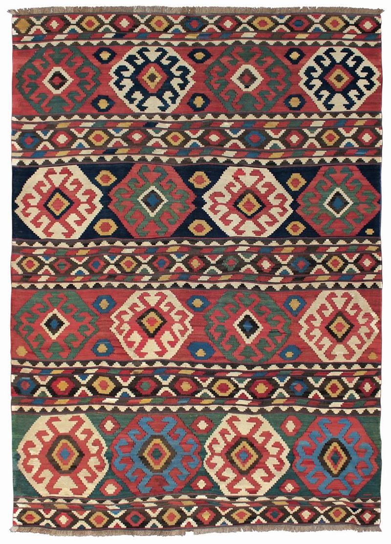 A Kilim Kazak, Caucasus, late 19th century. Perfect condition  - Auction Fine Carpets - Cambi Casa d'Aste