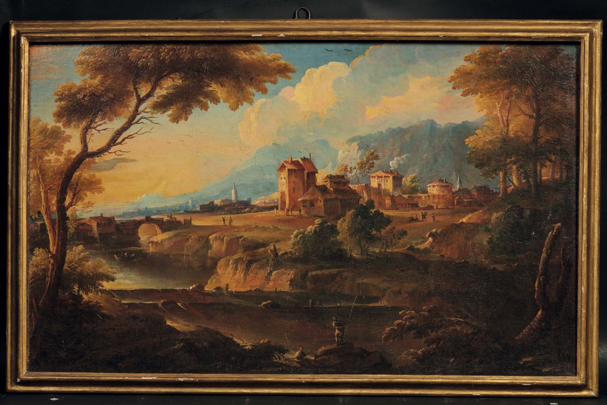 Giuseppe Roncelli (1669-1729)paesaggio con Incendio Paesaggio con Architetture