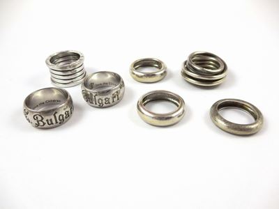 Lotto Composto da Sette Anelli di Cui Tre Firmati Bulgari