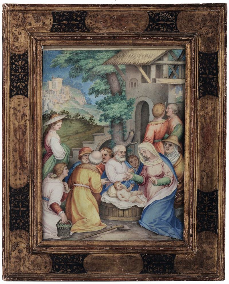 Giovanni  Battista Castello (1547-1637/39) Adorazione dei pastori  - Asta Dipinti Antichi - Cambi Casa d'Aste