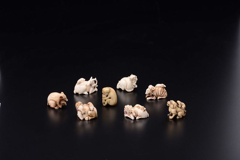 Eight animals netsuke, Japan, early 20th century  - Auction Chinese Works of Art - Cambi Casa d'Aste