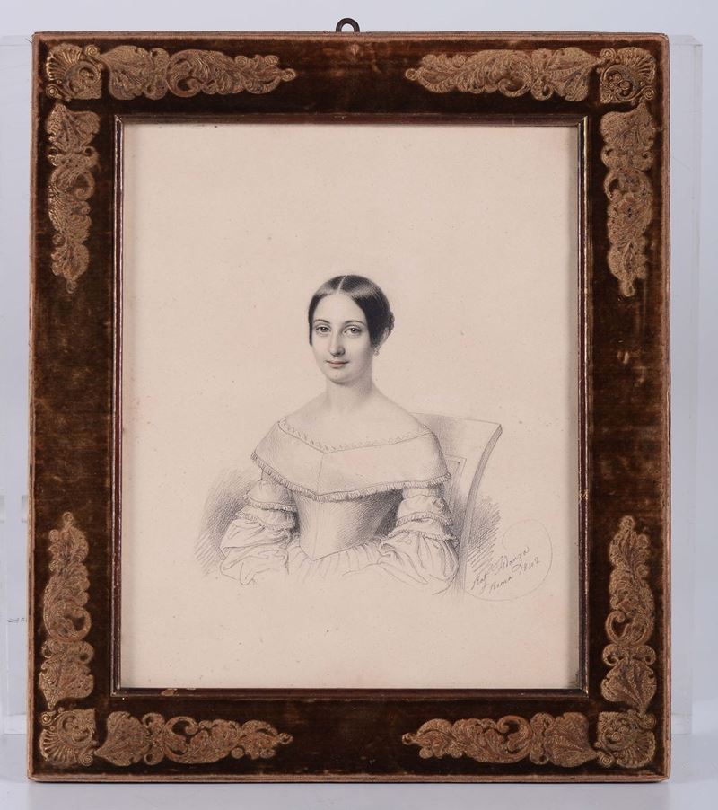 Raffaele Fidanza (1797-1846) Ritratto di dama, 1842  - Asta Antiquariato - II - Cambi Casa d'Aste