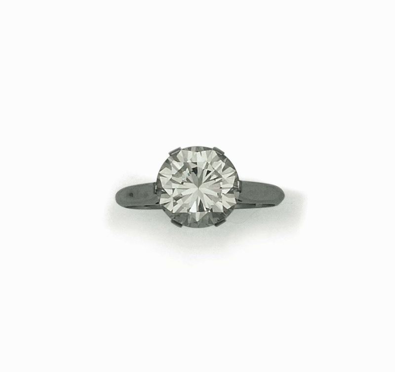 Brilliant-cut diamond weighing 3.17 ct. Diamond card R.A.G. Torino  - Auction Fine Jewels - Cambi Casa d'Aste
