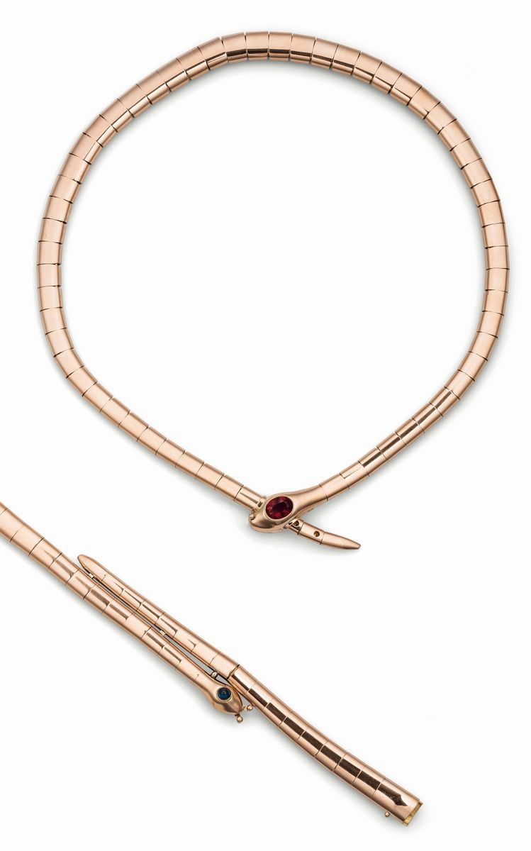 Suite consisting of a gold necklace and bracelet. 1940  - Auction Fine Jewels - Cambi Casa d'Aste