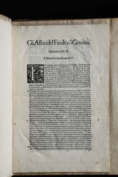 Finale Ligure- Repubblica di Genovaraccolta di Quattro Opere a Stampa del Secolo XVII Concernenti...