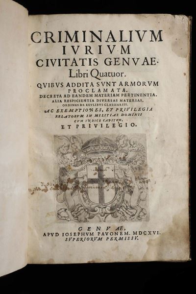 Genova - Statuti Criminali in Latinocriminalium Iurium Civitatis Genuae Liri Quatuor..genuae, Apu...
