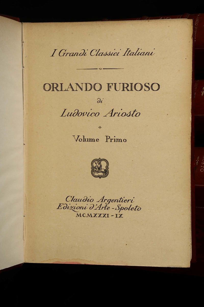 Ariosto, Ludovicoorlando Furioso, Claudio Argentieri, Spoleto, 1931