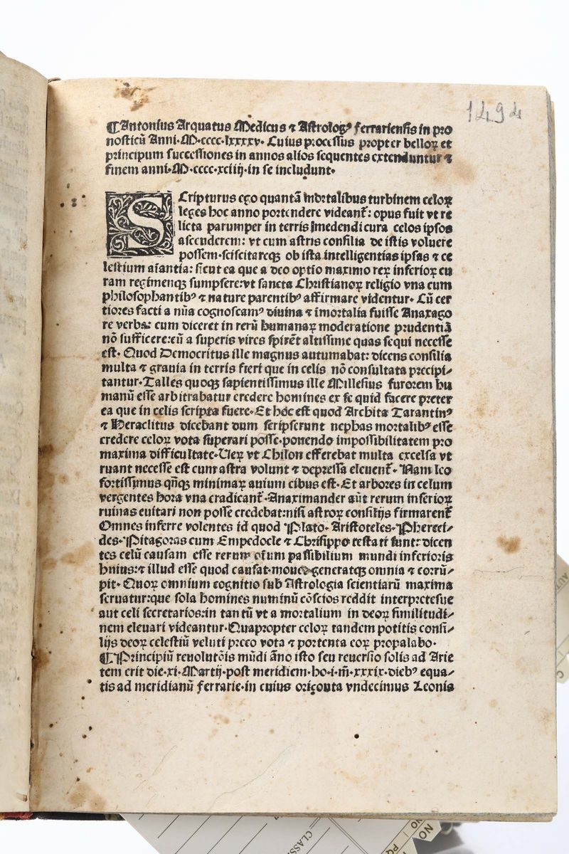 Incunaboli e Postincunaboli - Otto Rare Opere a Stamparaccolta di Otto Placchette Incunabole e de...