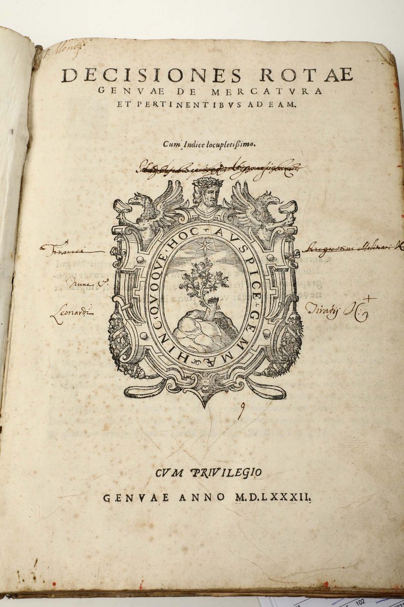 Economia Genovadecisionae Rotae Genuae De Mercatura, Genova, (bellone), 1582