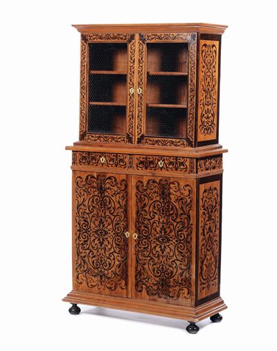 Bookcase a Due Ante e Due Sportelli a Giorno, Nord Europa, XIX Secolo