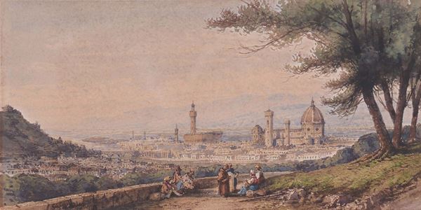 Gabriele Carelli (1820-1900) Veduta di Firenze