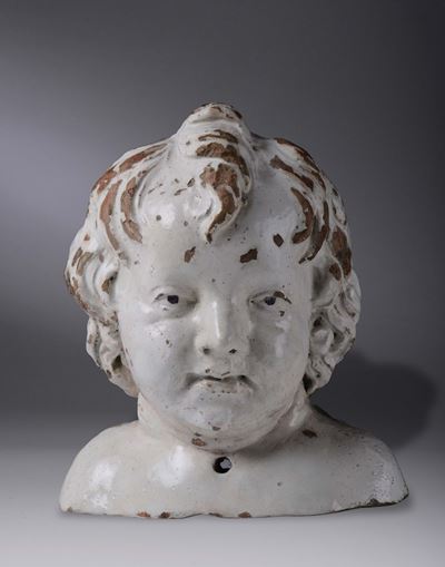 Testa di Fanciullo in Terracotta Invetriata, Andrea della Robbia e Bottega, Fine del XV Secolo