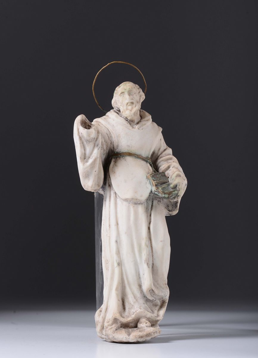 Figura di Santo in Marmo Scolpito, XVIII Secolo