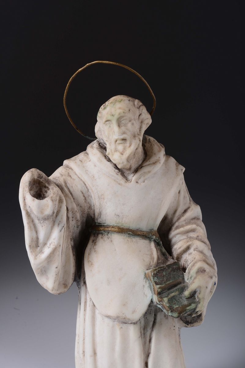 Figura di Santo in Marmo Scolpito, XVIII Secolo
