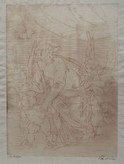 Luca Cambiaso (moneglia 1527 - Madrid El Escorial 1585), Attribuito Avergine Col Bambino e San Gi...
