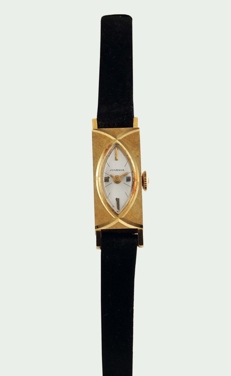 JUVENIA, cassa No. 682271, orologio da polso, da donna,  in oro giallo 18K con fibbia originale. Accompagnato da scatola e Garanzia. Realizzato nel 1960 circa  - Asta Orologi da Polso e da Tasca - Cambi Casa d'Aste