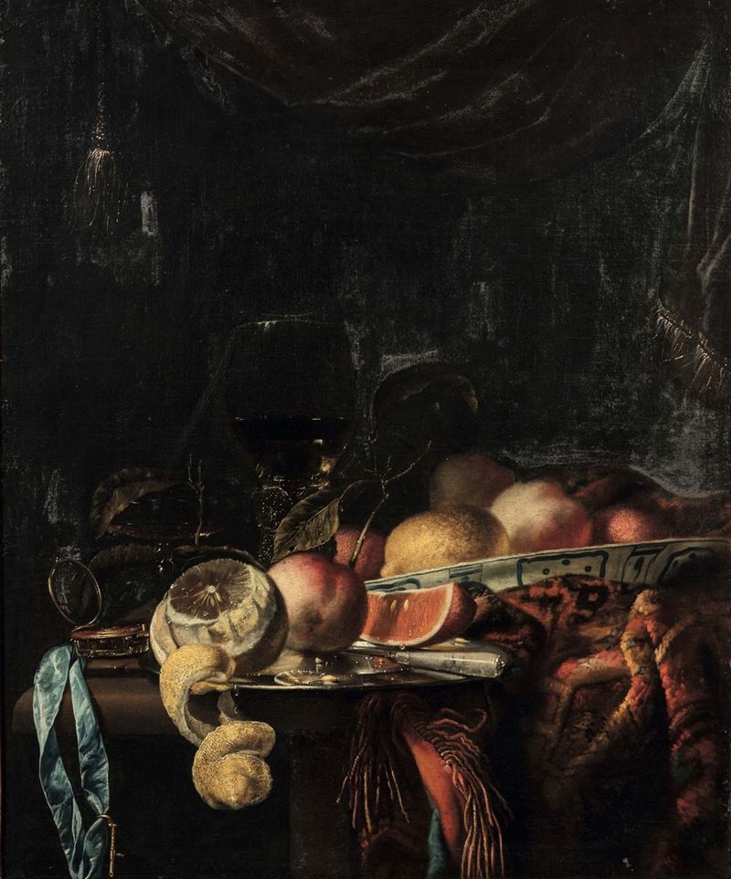 Jurien Van Strezk (Amsterdam 1632 - 1687), attribuito a Natura morta con orologio  - Auction Old Masters Paintings - Cambi Casa d'Aste
