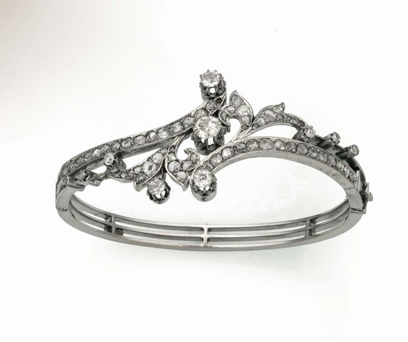 Old-cut diamond bracelet set in white gold  - Auction Fine Jewels - Cambi Casa d'Aste