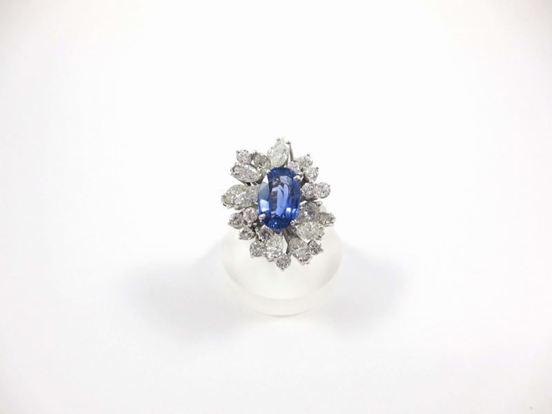 Sapphire and diamond ring  - Auction Jewels Timed Auction - Cambi Casa d'Aste