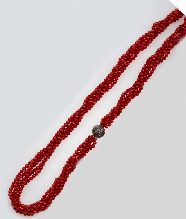 Multi-strand coral necklace