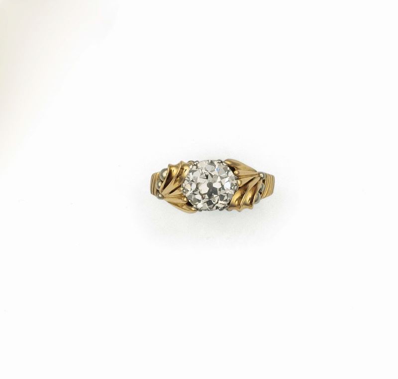 Old-cut diamond ring mounted in yellow gold  - Auction Fine Jewels - Cambi Casa d'Aste