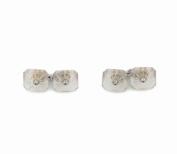 Pair of rock crystal cufflinks mounted in white gold