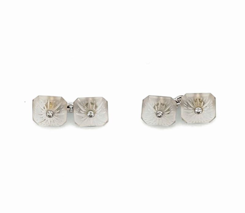 Pair of rock crystal cufflinks mounted in white gold  - Auction Fine Jewels - Cambi Casa d'Aste