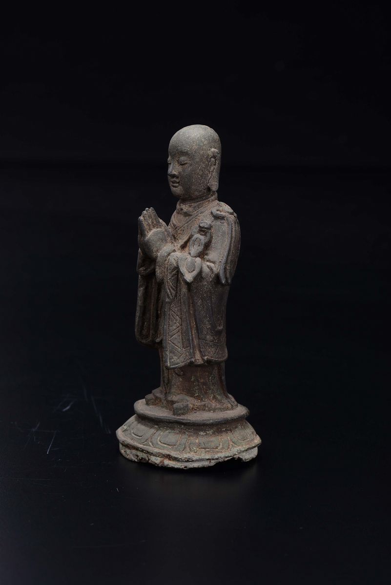 Figura di Luohan Eretto in Bronzo, Cina, Dinastia Ming, XVII Secolo