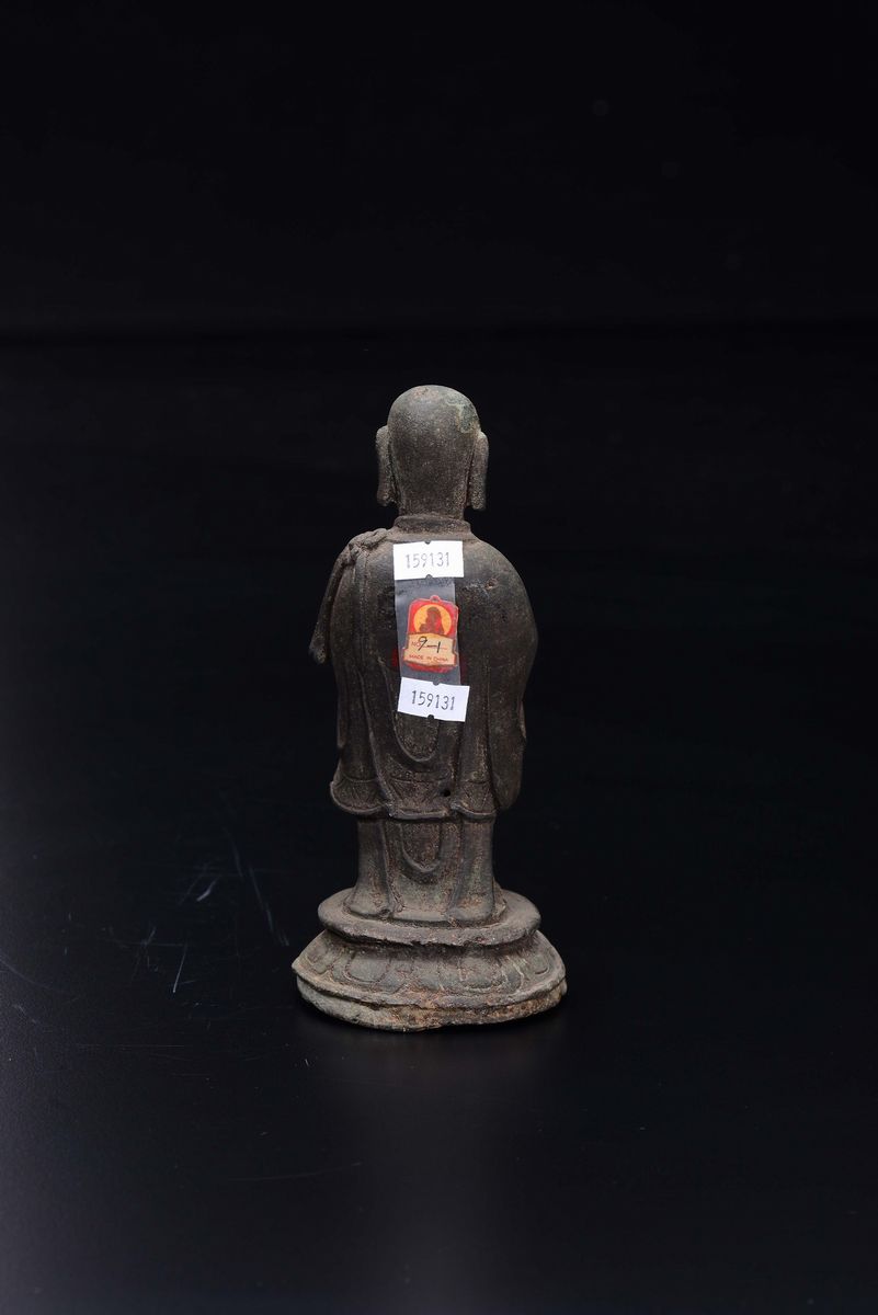Figura di Luohan Eretto in Bronzo, Cina, Dinastia Ming, XVII Secolo