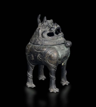 Incensiere in Bronzo a Guisa di Cane di Pho, Cina, Dinastia Ming, XVII Secolo