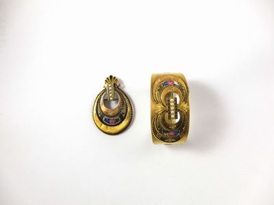 Lotto Composto da Bracciale e Spilla con Smalti e Perle