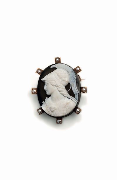 Cammeo su Agata con Perle Raffigurante Minerva
