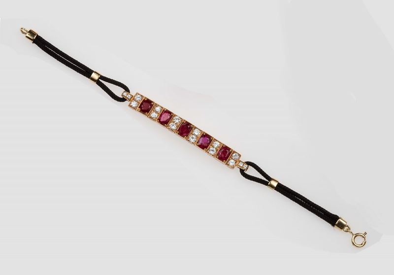 Burmese ruby and diamond bracelet  - Auction Fine Jewels - II - Cambi Casa d'Aste