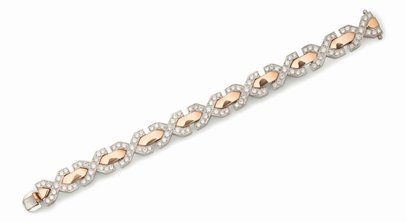 Diamond bracelet set in white and yellow gold  - Auction Fine Jewels - Cambi Casa d'Aste