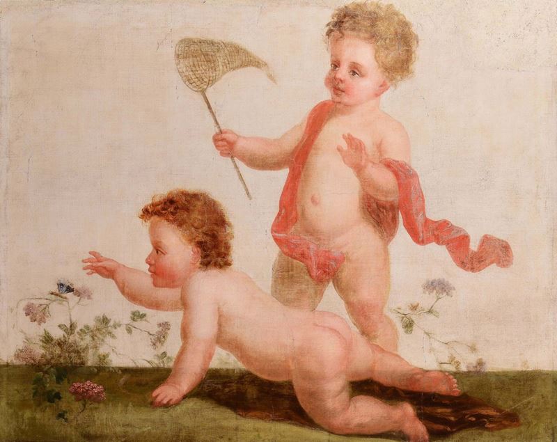 Scuola del XVIII-XIX secolo Putti  - Auction Paintings Timed Auction - Cambi Casa d'Aste