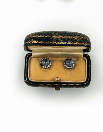 Paio di Bottoni da Polso con Zaffiro Cabochon