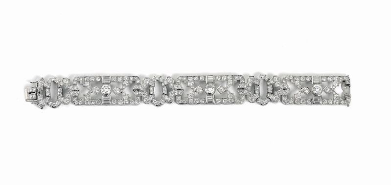 Diamond and platinum bracelet. Fitted case signed by Chiappe Genova  - Auction Fine Jewels - Cambi Casa d'Aste