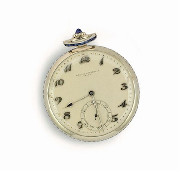 Pocket watch with sapphire, Baume & Mercier 1930