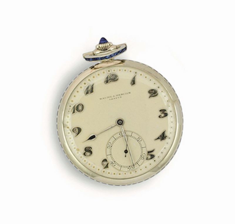 Pocket watch with sapphire, Baume & Mercier 1930  - Auction Fine Jewels - Cambi Casa d'Aste