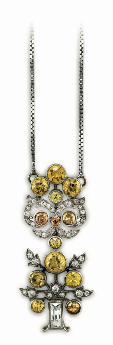 Fancy yellow diamond pendant necklace